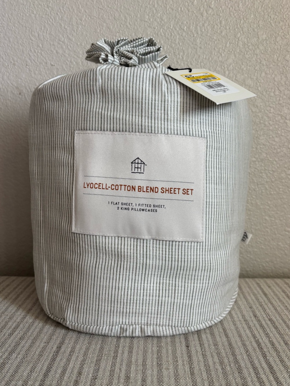 NWT 4pc King Micro Stripe Sheet Set Green - Hearth & Hand with Magnolia